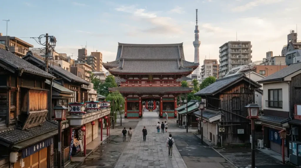 Templo Senso-ji y calles de Asakusa en Tokio