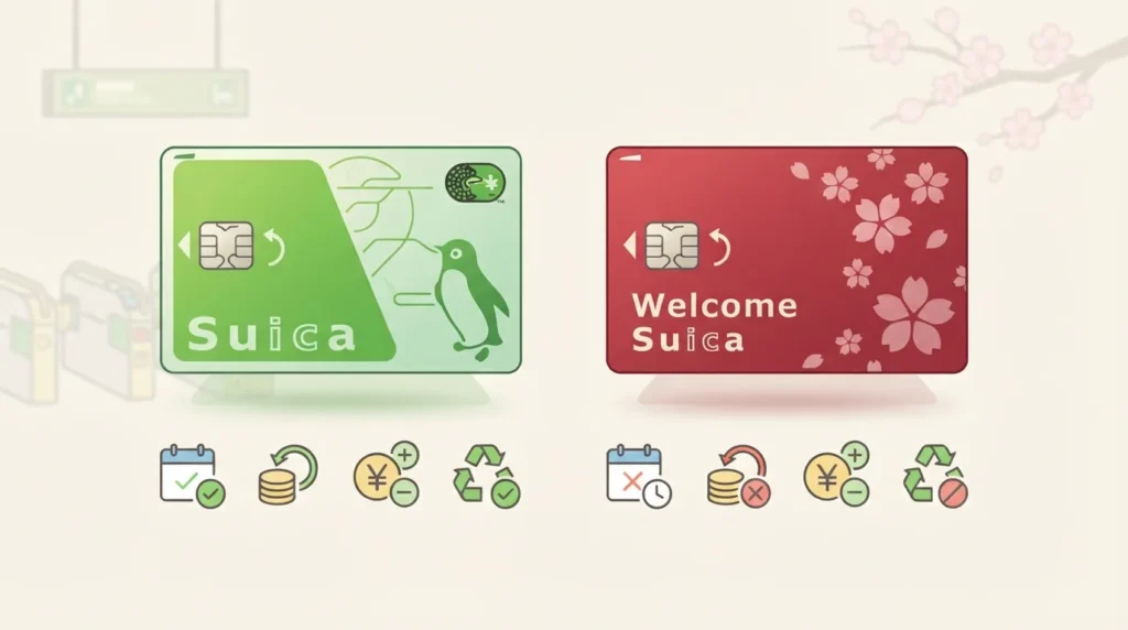Diferencias entre la tarjeta Suica y Welcome Suica