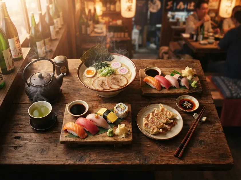 Ramen, sushi y gyoza