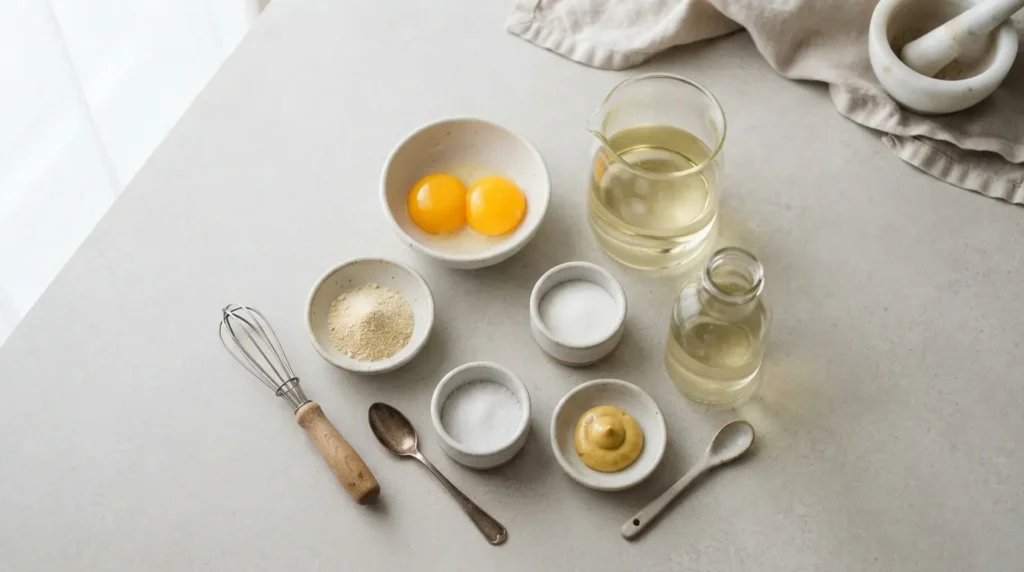 Ingredientes para preparar mayonesa japonesa casera