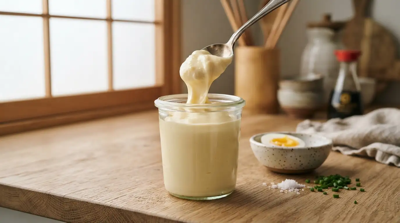Mayonesa japonesa estilo Kewpie casera con textura cremosa