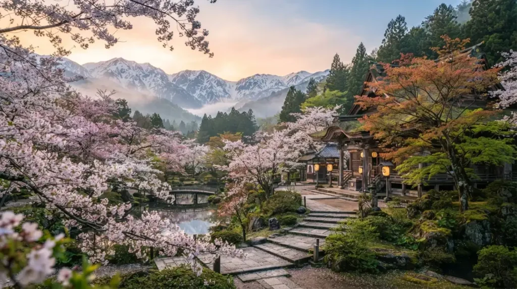 Paisaje de Japón que representa las distintas épocas del año