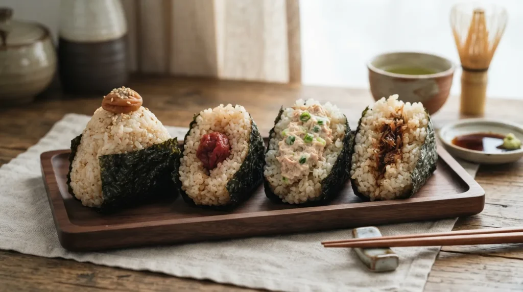 Diferentes rellenos japoneses para preparar onigiri