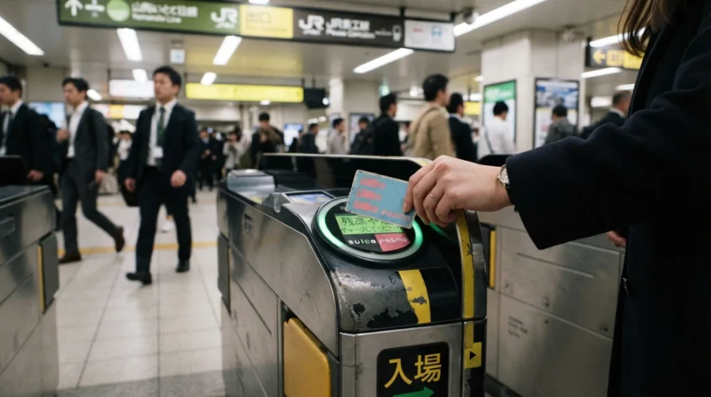 Uso de una tarjeta IC para acceder al transporte público en Japón