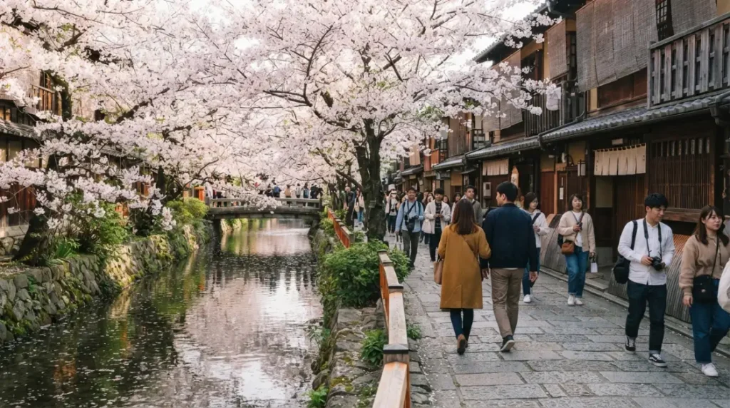 Cerezos en flor durante la primavera en Japón